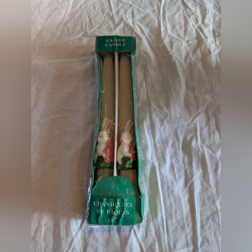 2/16$ Festive Bunny Easter 10" Candle Set - Cream